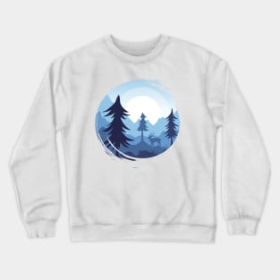 Mountain landscape with deer Crewneck Sweatshirt